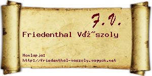 Friedenthal Vászoly névjegykártya